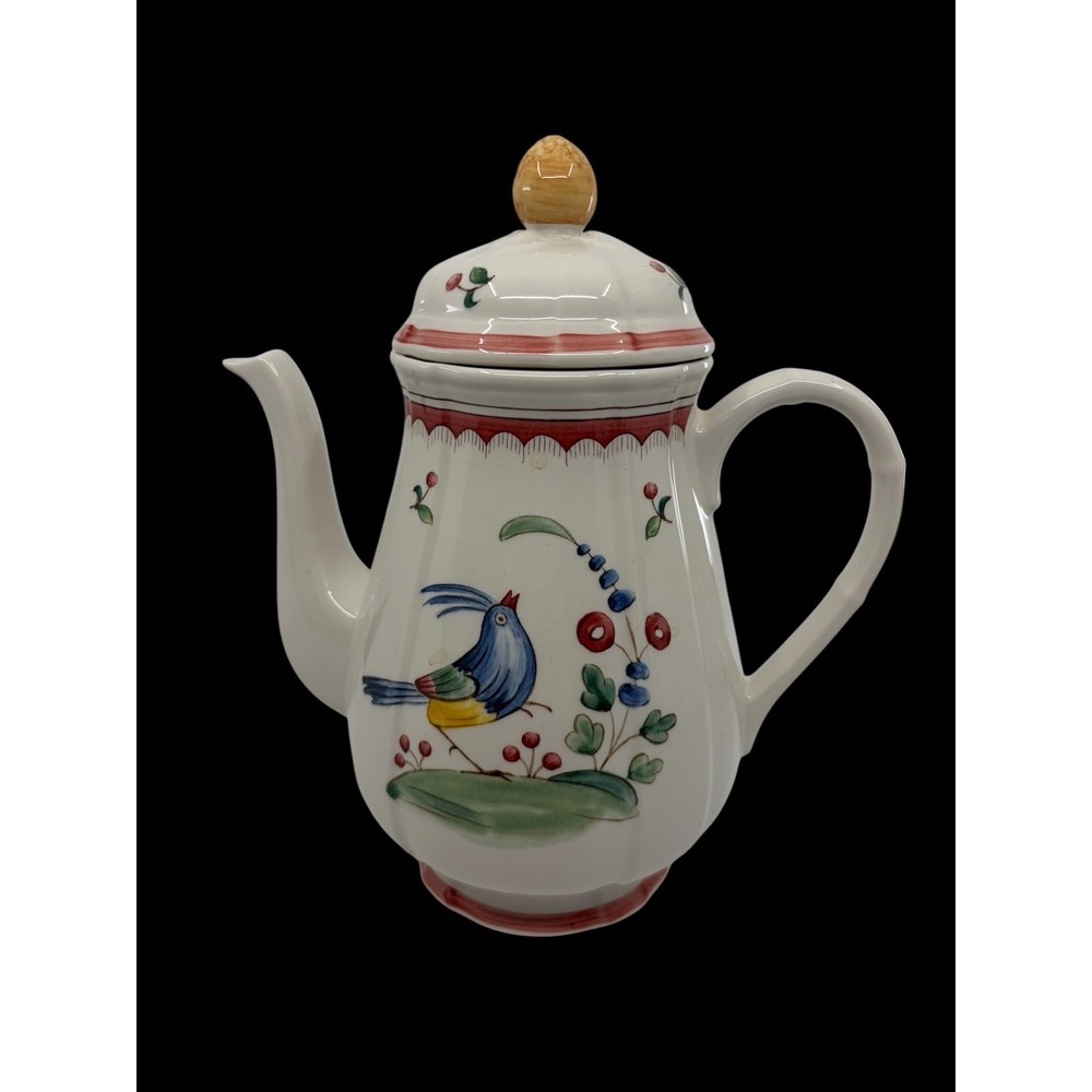 Villeroy & Boch Jardin D'Alsace Fleur Coffee Pot Vitro-Porcelain Bird Floral